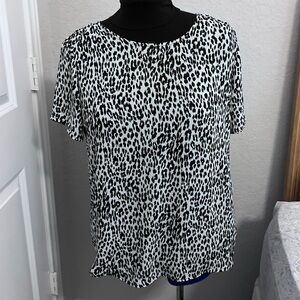 Chelsea & Theodore Black and White Animal Print Top